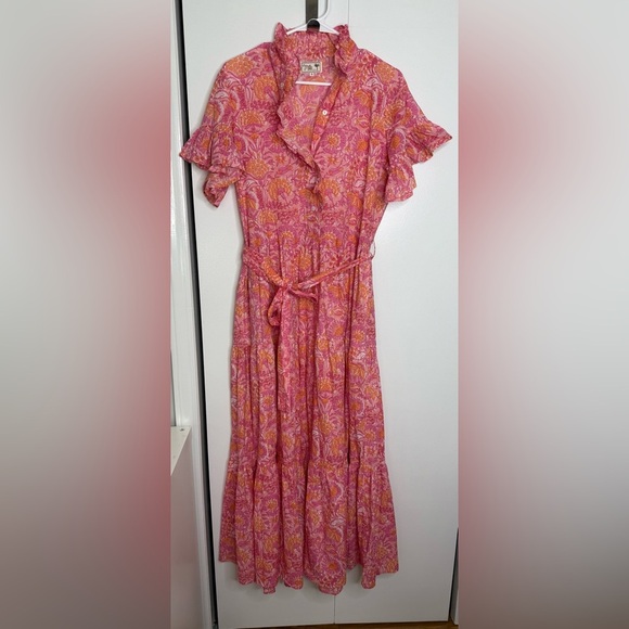 Mille - Victoria Dress in Pink Carnation - Pink/ Orange 100% Cotton - Small - Picture 2 of 11